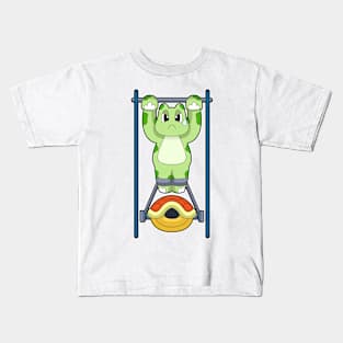 Turtle Bodybuilder Pull ups Fitness Kids T-Shirt